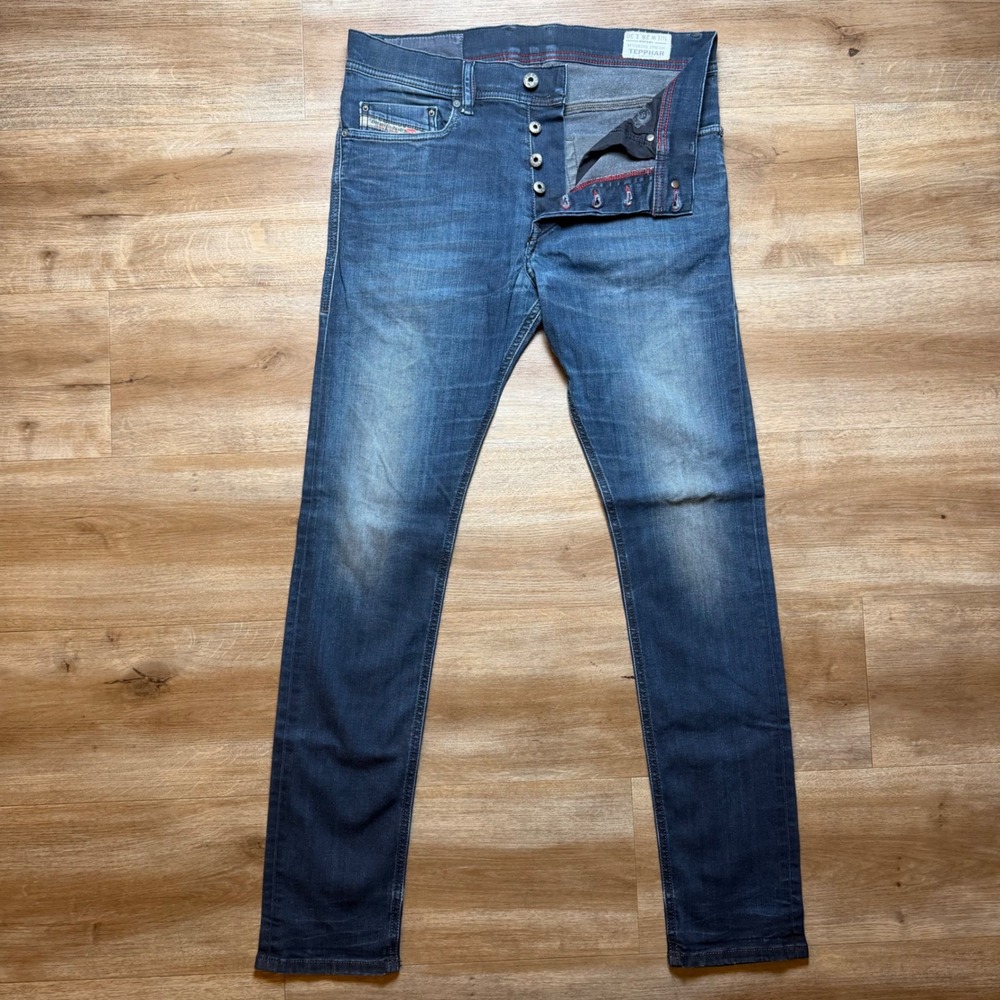 Diesel Tepphar Jeans Mens 28x30 Dark Indigo Slim Carrot‎ Stretch Denim 0806Q